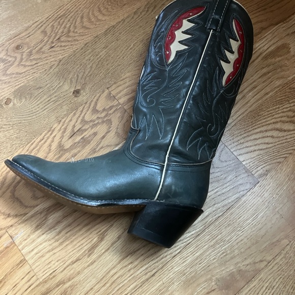ACME Vintage Grey and Red Cowboy Boots - Picture 3 of 6